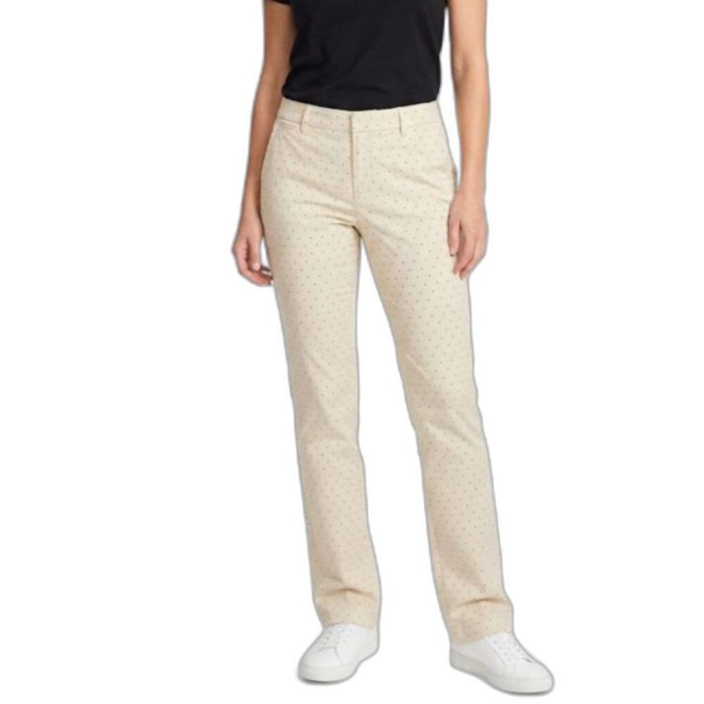 Tommy Hilfiger Women's Tan Signature "H" Pattern Stretch Slim Leg Chino Pants 16
